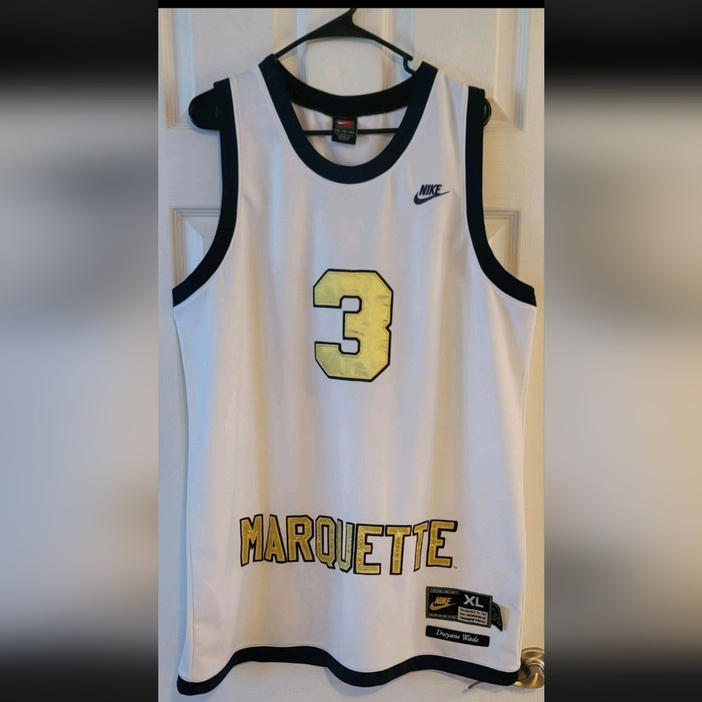 DWYANE WADE VINTAGE NIKE MARQUETTE JERSEY NCAA SIZE XL STITCHED GOLD VERY RARE!